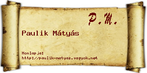 Paulik Mátyás névjegykártya